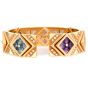 Estate Multi Gemstone Diamond 18K Gold Statement Cuff Bracelet-Dover Jewelry