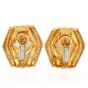 1980S Diamond Amethyst Blue Topaz 18k Gold Clip-On Earrings