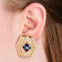1980S Diamond Amethyst Blue Topaz 18k Gold Clip-On Earrings