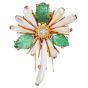 Vintage Buccellati Yellow Diamond Emerald Pearl Gold Flower Brooch Pin