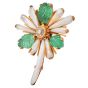Vintage Buccellati Yellow Diamond Emerald Pearl Gold Flower Brooch Pin