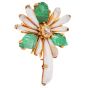Vintage Buccellati Yellow Diamond Emerald Pearl Gold Flower Brooch Pin |Dover Jewelry|
