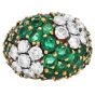 Vintage Emerald Diamond Bombe Dome 18k Gold Cocktail Ring|Dover Jewelry|