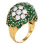 Vintage Emerald Diamond Bombe Dome 18k Gold Cocktail Ring|Dover Jewelry|