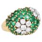 Vintage Emerald Diamond Bombe Dome 18k Gold Cocktail Ring|Dover Jewelry|