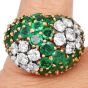 Vintage Emerald Diamond Bombe Dome 18k Gold Cocktail Ring|Dover Jewelry|
