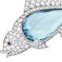 Antique Deco Sailfish Aquamarine Diamond Platinum Brooch Pin|Dover Jewelry|