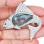 Antique Deco Sailfish Aquamarine Diamond Platinum Brooch Pin|Dover Jewelry|