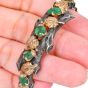 M. Buccellati Vintage Carved Emerald Gold Silver Wine Leaf  Bangle Bracelet |dover jewelry|