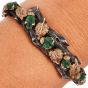 M. Buccellati Vintage Carved Emerald Gold Silver Wine Leaf  Bangle Bracelet |dover jewelry|