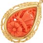 Vintage Carved Coral Butterfly Garden 18K Gold Frame Drop Earrings|DoverJewelry|