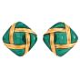 Vintage Chic Malachite 18K Gold Cushion  Clip-On Earrings