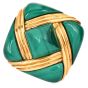Vintage Chic Malachite 18K Gold Cushion  Clip-On Earrings