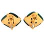 Vintage Chic Malachite 18K Gold Cushion  Clip-On Earrings