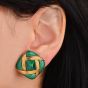 Vintage Chic Malachite 18K Gold Cushion  Clip-On Earrings