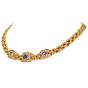 Estate Circa 1980s Diamond Sapphire 18k Gold Choker Necklace