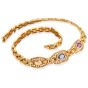 Estate Circa 1980s Diamond Sapphire 18k Gold Choker Necklace