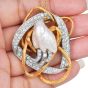 Estate GIA Natural Baroque Pearl 6.24cts Diamond 14K Gold Brooch|Dover Jewelry|