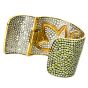 Estate  Wide Peridot Diamond 18K Gold Wide Cuff Bangle Bracelet 