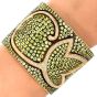 Estate  Wide Peridot Diamond 18K Gold Wide Cuff Bangle Bracelet 