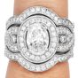  GIA F-VS2 Oval Diamond Gold Cocktail Engagement Ring