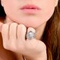  GIA F-VS2 Oval Diamond Gold Cocktail Engagement Ring