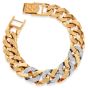 Estate Wide Diamond Curb Link 18K Yellow Gold Bracelet