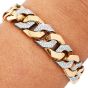 Estate Wide Diamond Curb Link 18K Yellow Gold Bracelet