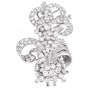 Estate Art Deco 15.00 Carats  Diamond Platinum Double Clip Brooch