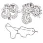 Estate Art Deco 15.00 Carats  Diamond Platinum Double Clip Brooch