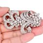 Estate Art Deco 15.00 Carats  Diamond Platinum Double Clip Brooch