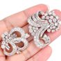 Estate Art Deco 15.00 Carats  Diamond Platinum Double Clip Brooch