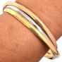 Cartier 18K Triple Tone Gold Interlocking 3 Trinity Bangle Bracelet-Dover Jewelry