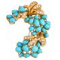 Vintage Diamond Turquoise 18K Gold Grape Vine Motif Brooch-Dover Jewelry