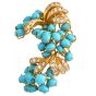 Vintage Diamond Turquoise 18K Gold Grape Vine Motif Brooch-Dover Jewelry