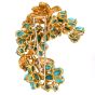 Vintage Diamond Turquoise 18K Gold Grape Vine Motif Brooch-Dover Jewelry