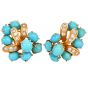 Vintage Diamond Turquoise 18K Gold Grape Vine Motif Earrings-Dover Jewelry