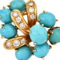 Vintage Diamond Turquoise 18K Gold Grape Vine Motif Earrings-Dover Jewelry