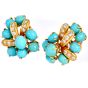 Vintage Diamond Turquoise 18K Gold Grape Vine Motif Earrings-Dover Jewelry