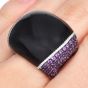 Estate Designer Diamond Onyx Amethyst 18k gold Cocktail Ring