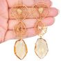 Long  Diamond Citrine 18K Gold Three Drop Dangle Earrings