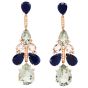 Sapphire Green Amethyst Diamond 18k Gold Chandelier Earrings