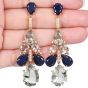Sapphire Green Amethyst Diamond 18k Gold Chandelier Earrings