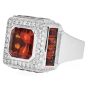 Estate Fani Italian Asscher Citrine Diamond 18k Gold Cocktail Ring