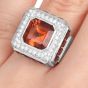 Estate Fani Italian Asscher Citrine Diamond 18k Gold Cocktail Ring