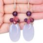 Estate Calcedony Amethyst Turmaline diamond dangle Gold earrings 