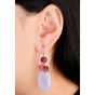 Estate Calcedony Amethyst Turmaline diamond dangle Gold earrings 