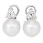Classic 11mm Pearl Diamond 18K White Gold  Clip On Earrings
