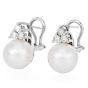 Classic 11mm Pearl Diamond 18K White Gold  Clip On Earrings