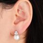 Classic 11mm Pearl Diamond 18K White Gold  Clip On Earrings